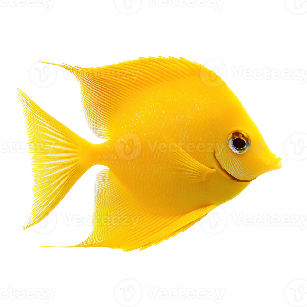 Yellow Tang fish side view isolate on transparency background png