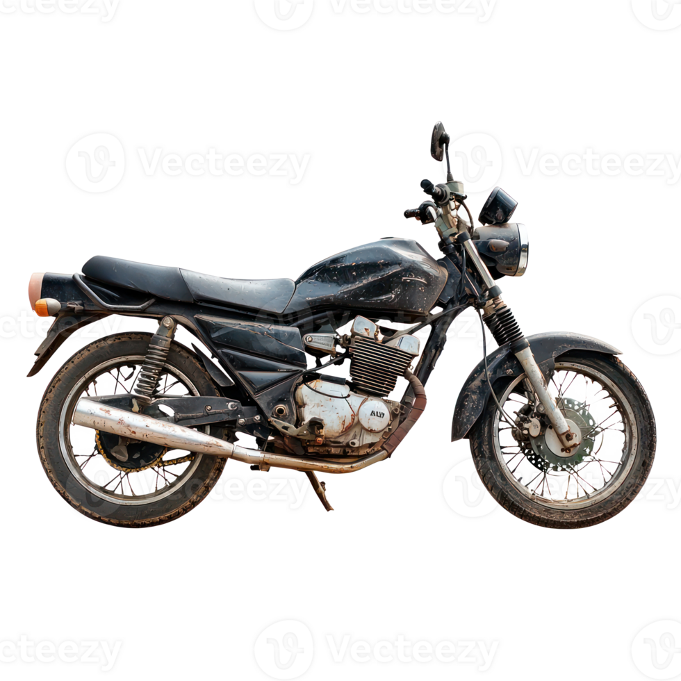 Broken motorbike side view isolate on transparency background png