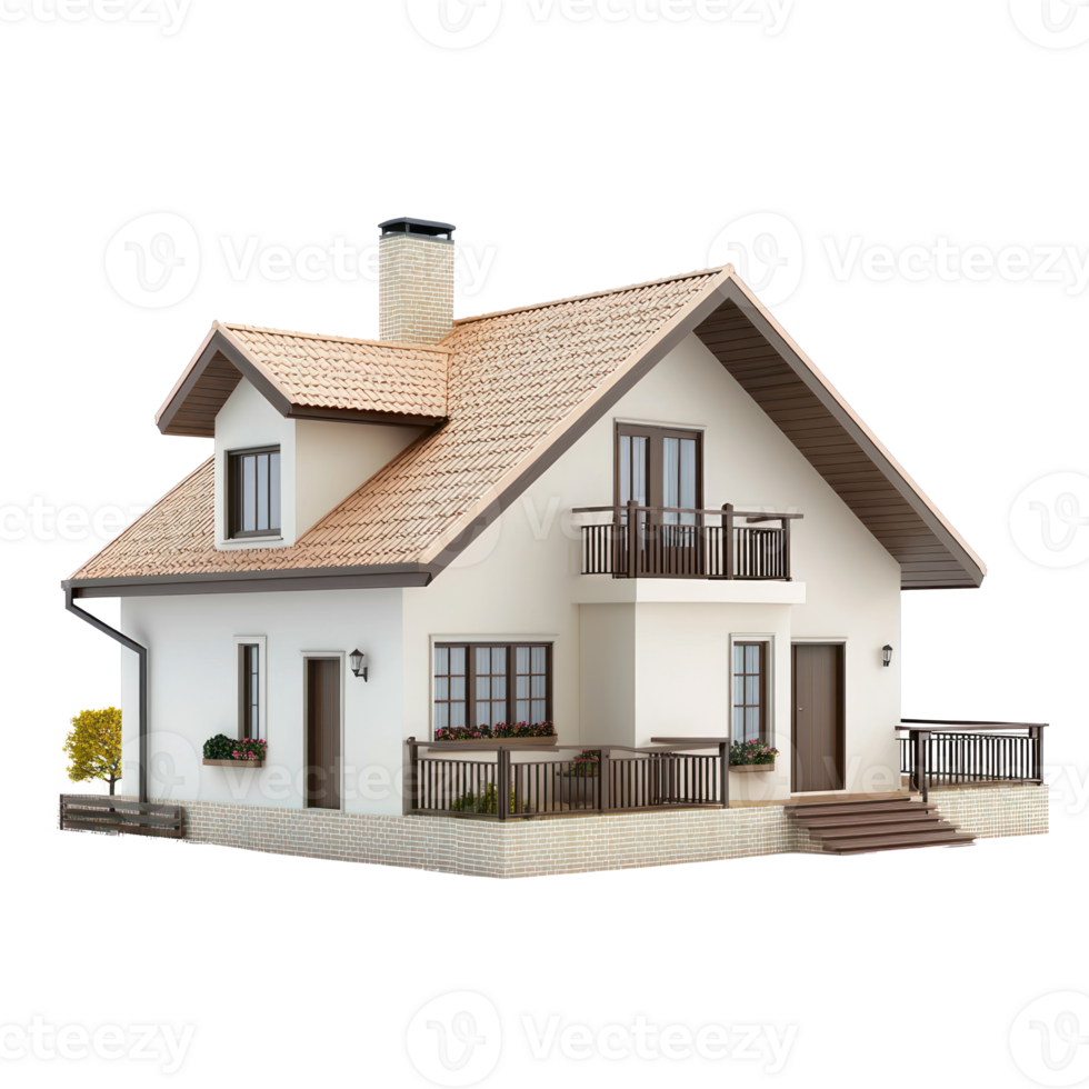 3D Single-Family House isolate on transparency background png