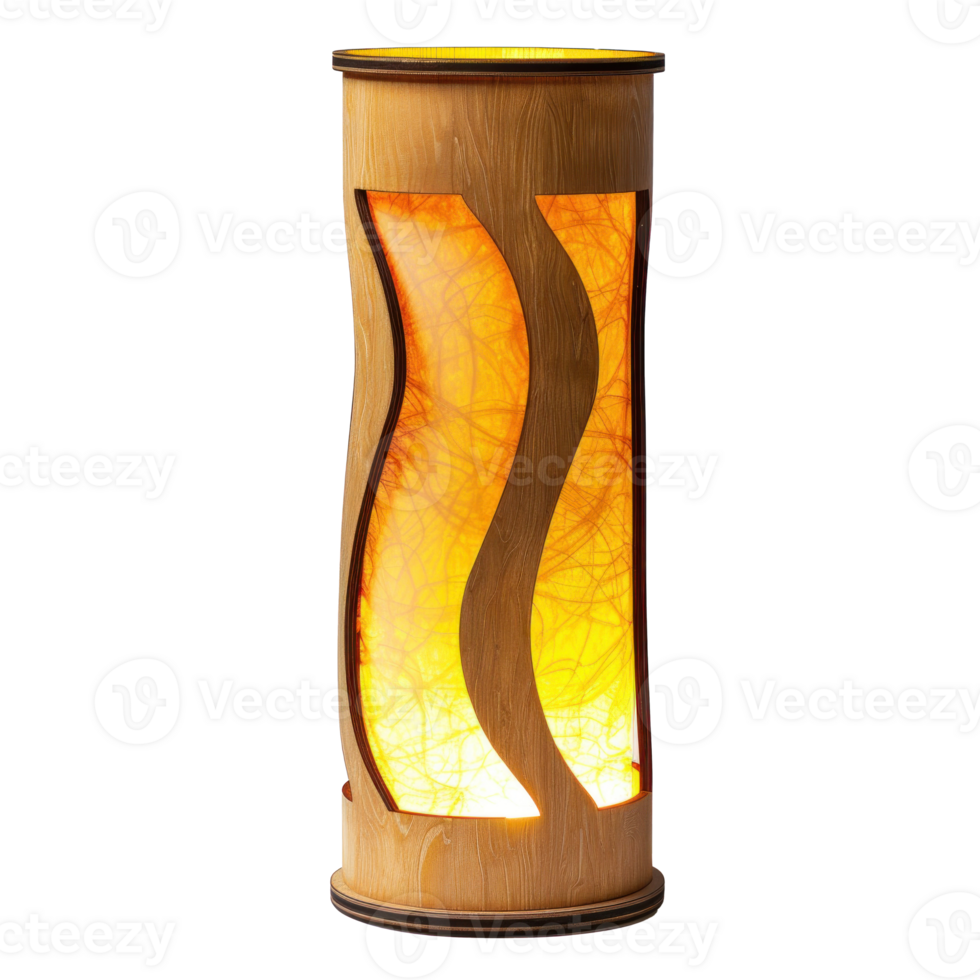 Laser Cut Wood Lamp front view full length isolate on transparency background png