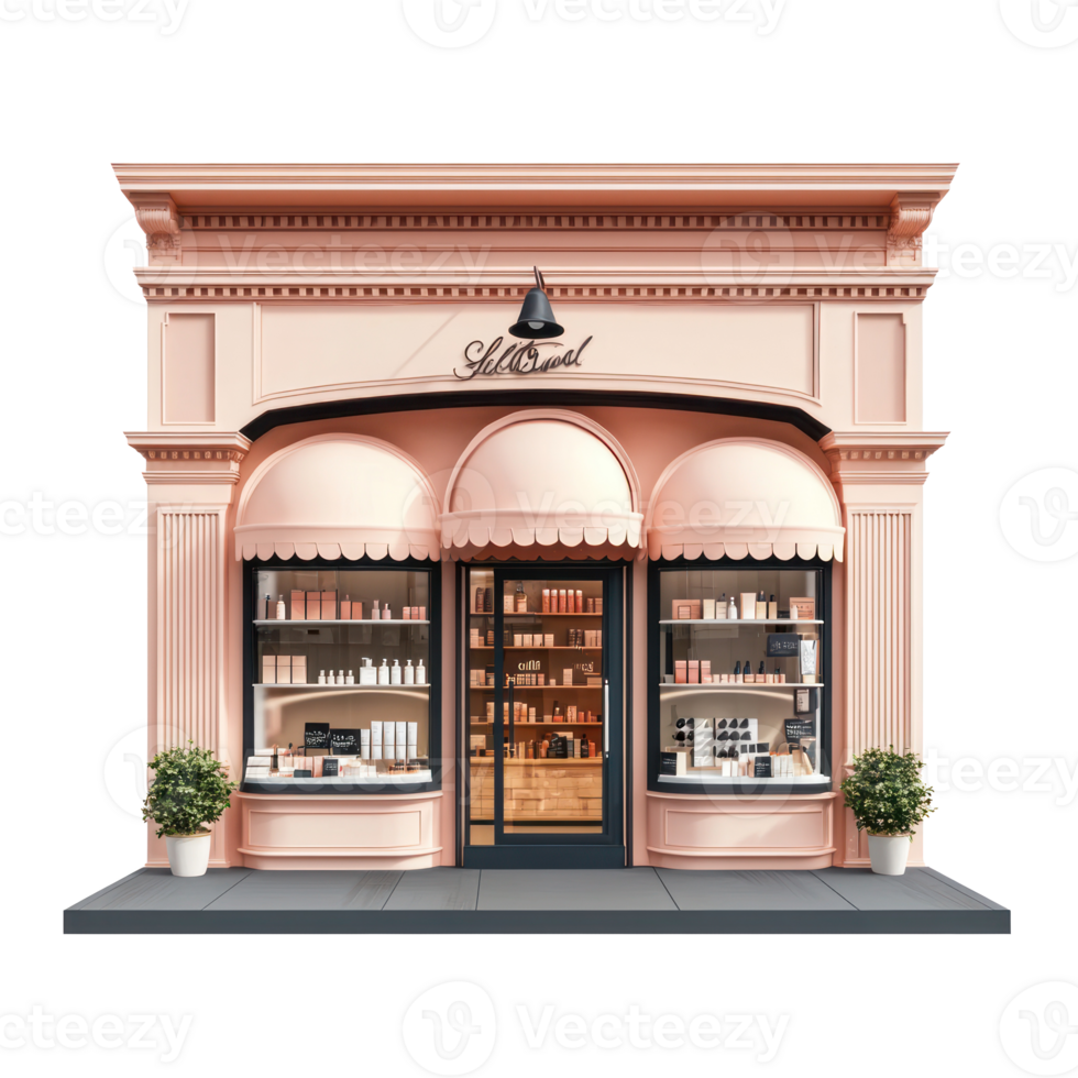 3D Beauty Store front view isolate on transparency background png