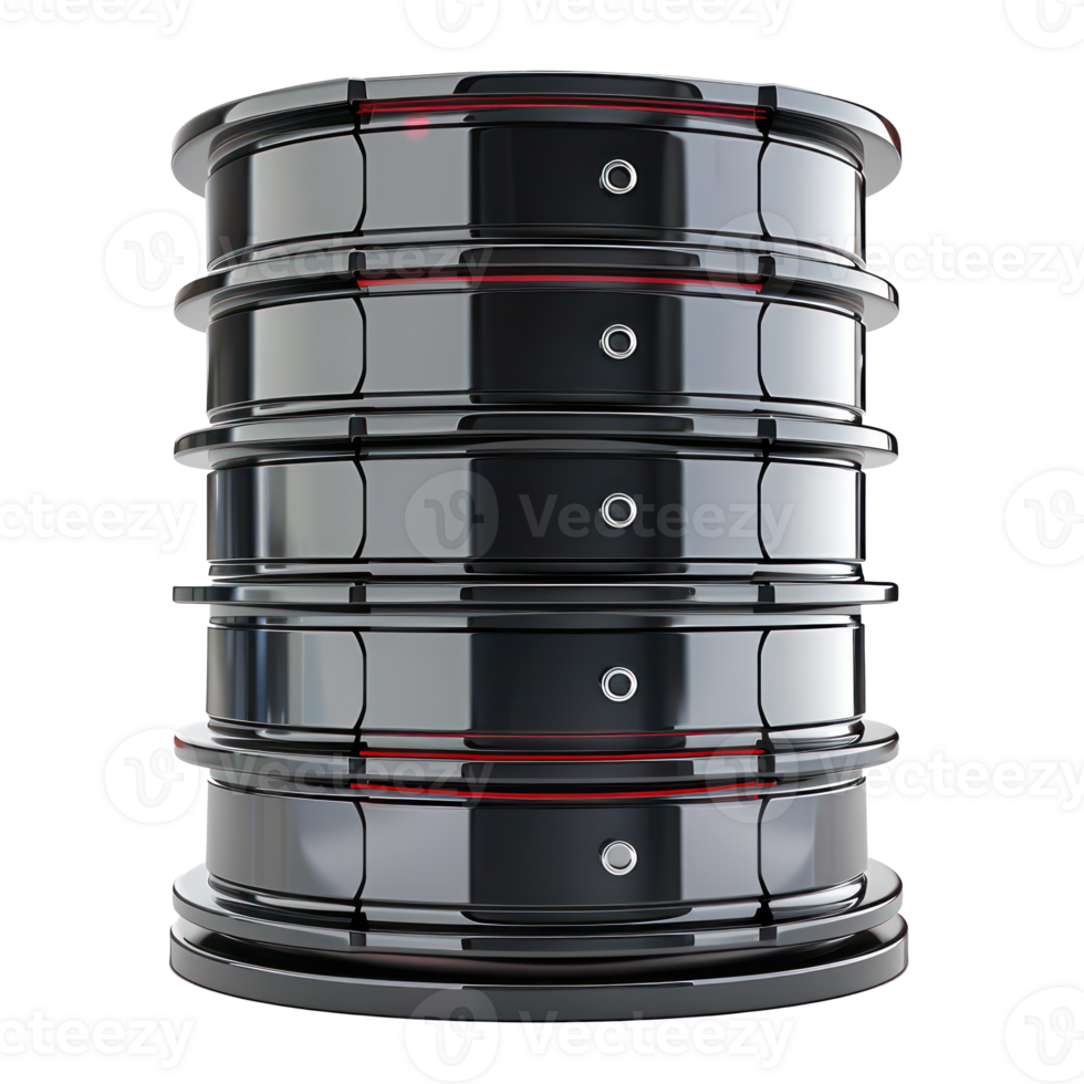 modern Database and hard disk storage, 3d render front view isolate on transparency background png