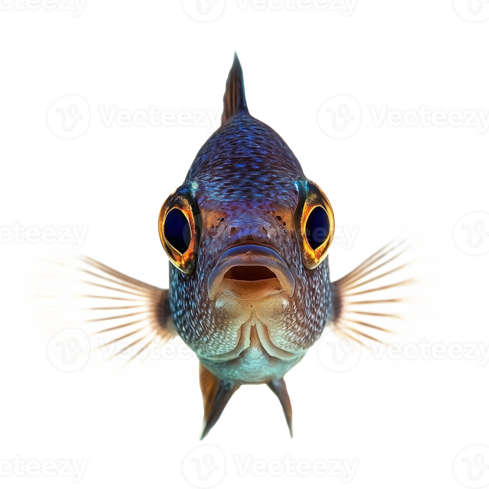 Damselfish front view isolate on transparency background png