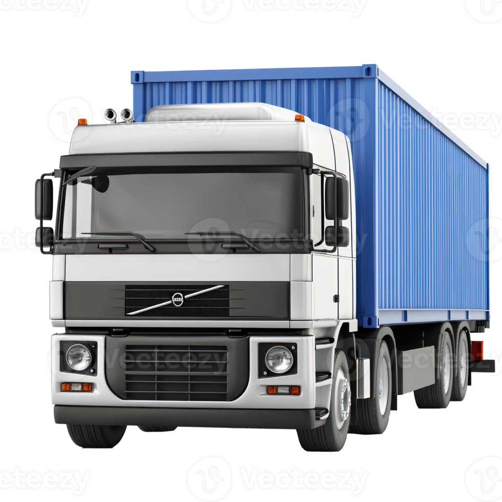 3D Container Truck front view isolate on transparency background png