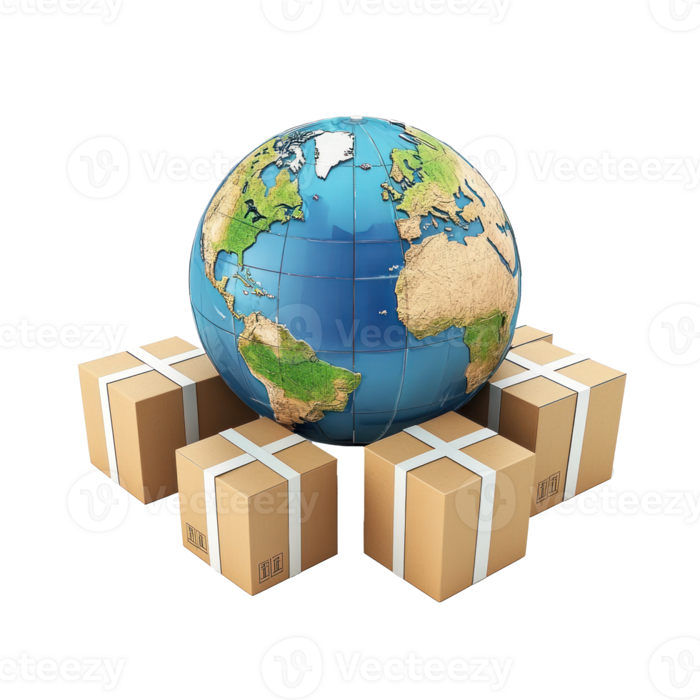 3D Logistic Globe front view isolate on transparency background png