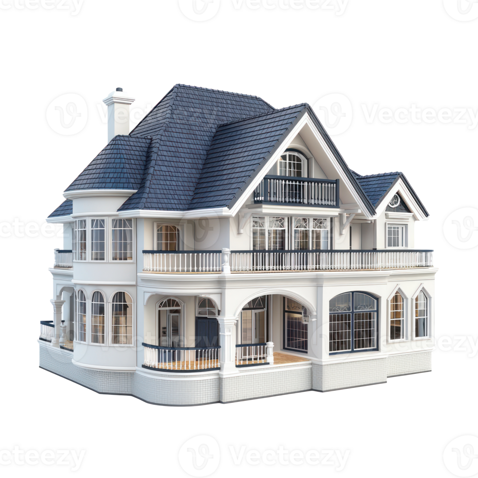 3D Multi-Family House isolate on transparency background png
