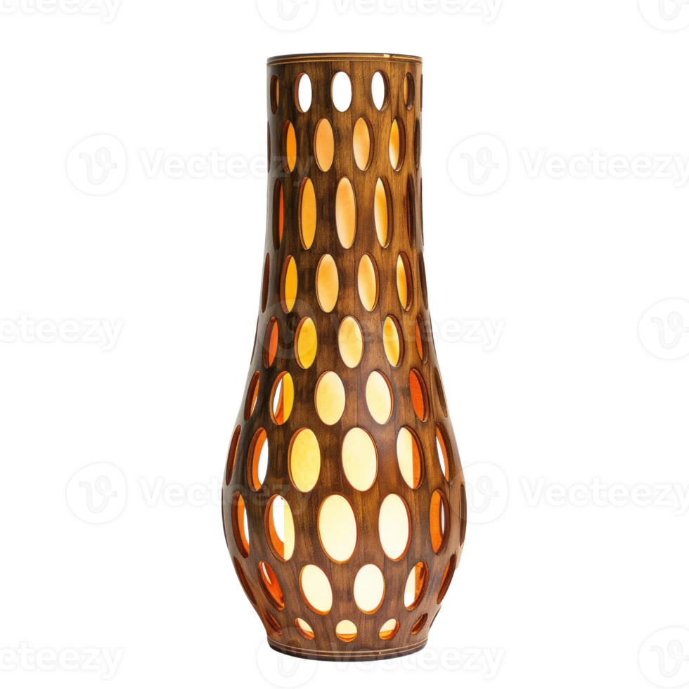 Laser Cut Wood Lamp front view full length isolate on transparency background png