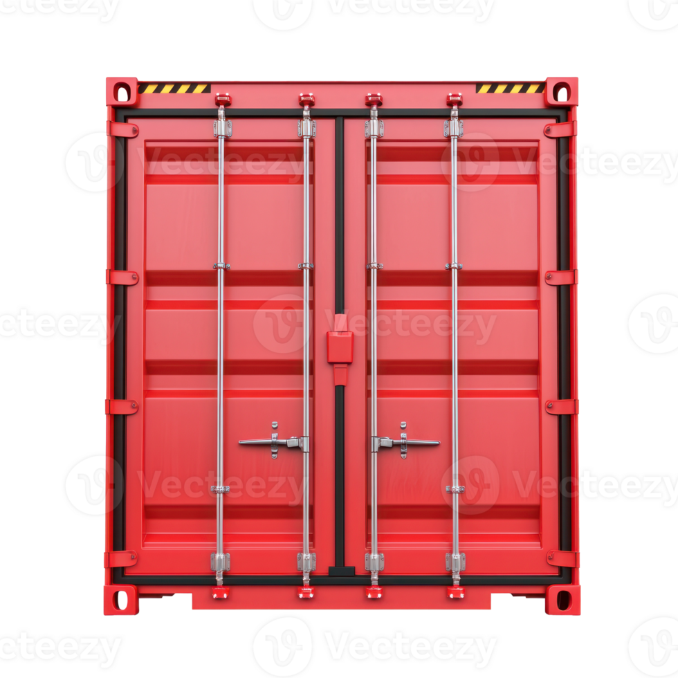 3D Cargo Container rear view isolate on transparency background png
