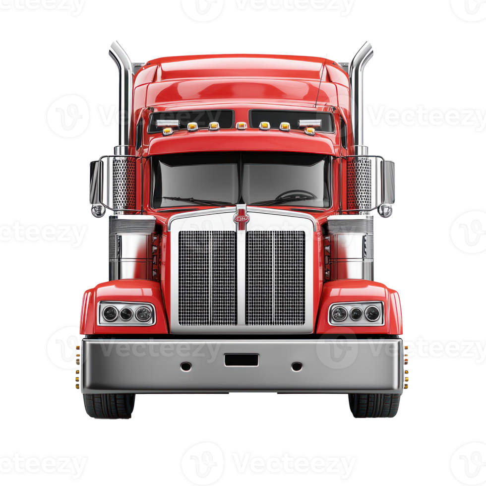 3d Semi-Truck front view isolate on transparency background png