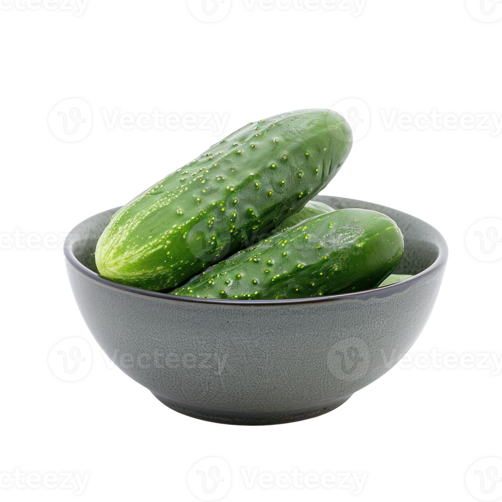 Cucumber in a bowl front view isolate on transparency background png