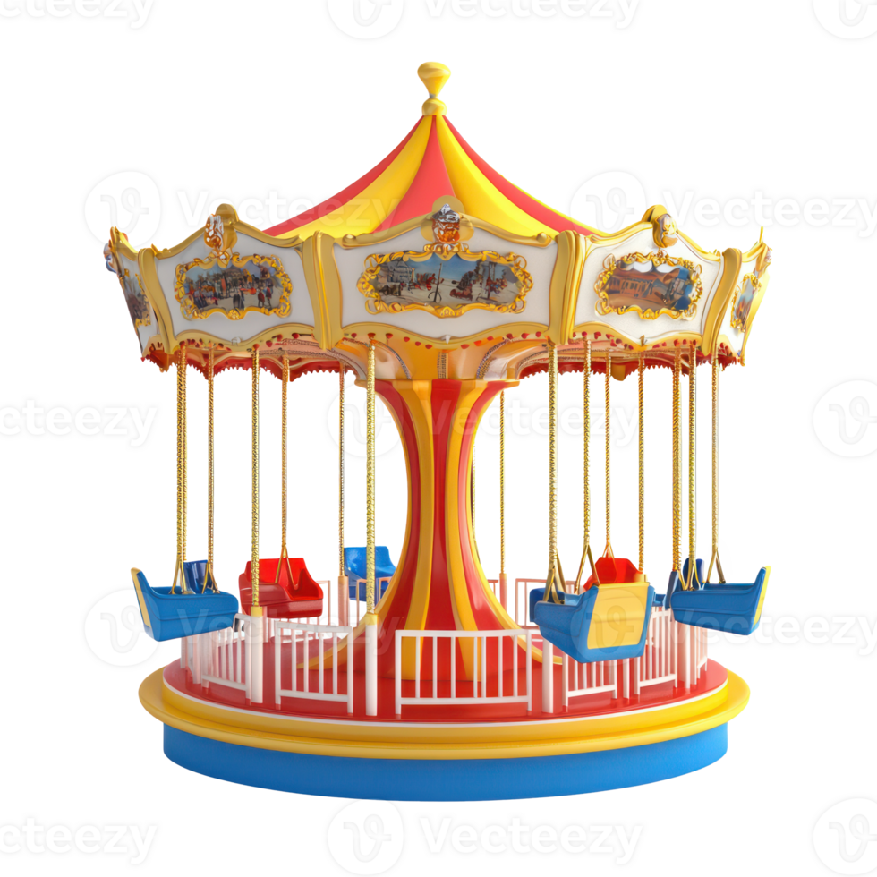 3d Spinning Merry-Go-Round playground isolate on transparency background png