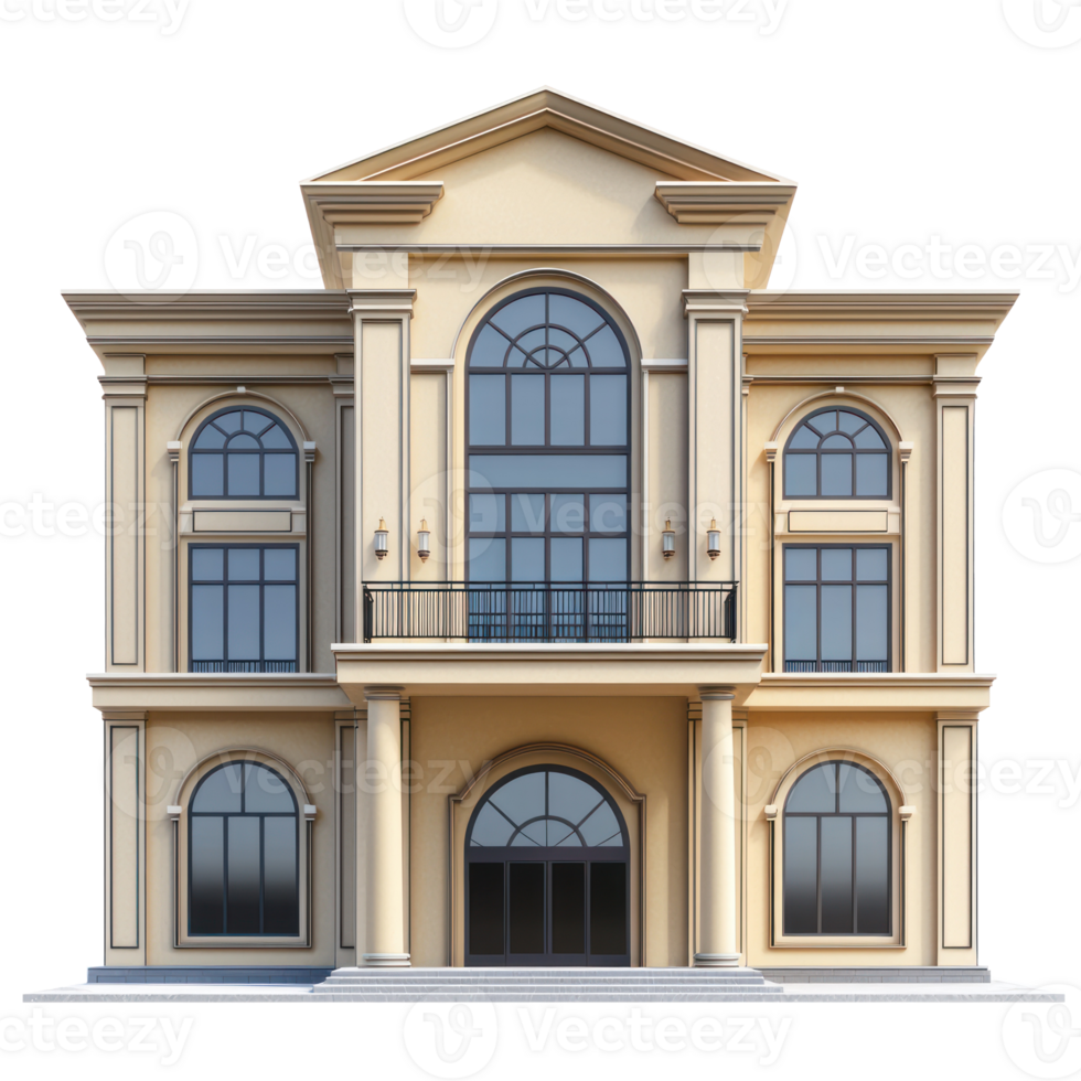 3D Community Center building front view isolate on transparency background png