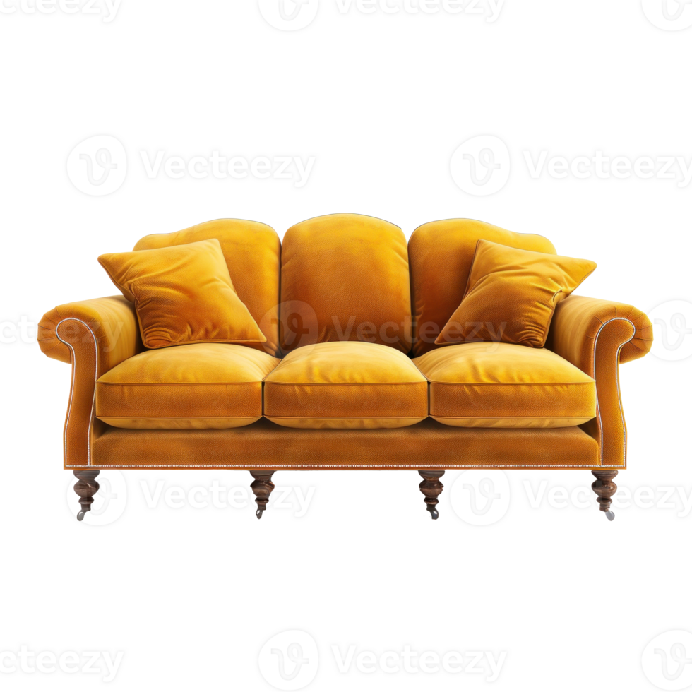 English Roll Arm Sofa front view full length isolate on transparency background png