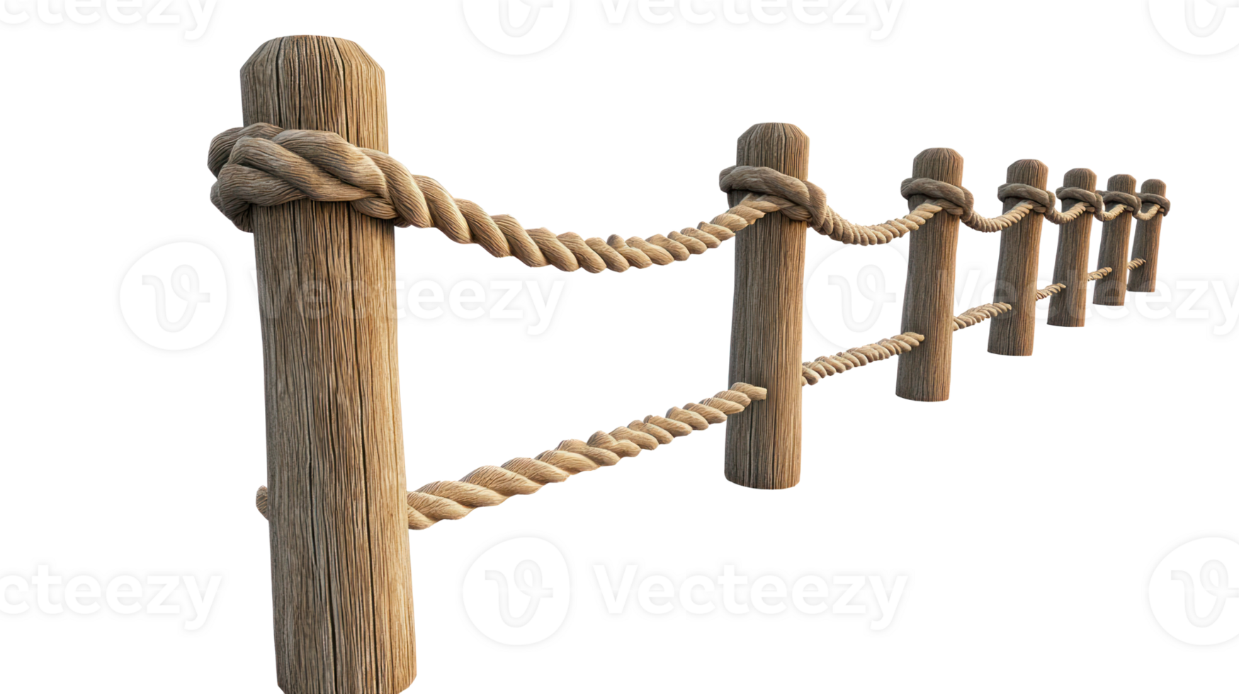 3D Rope fencing isolate on transparency background png