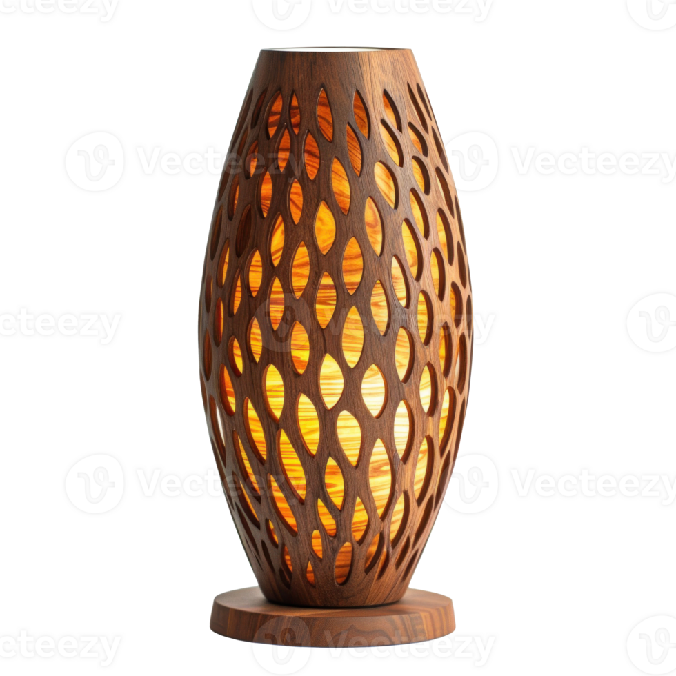 Laser Cut Wood Lamp front view full length isolate on transparency background png