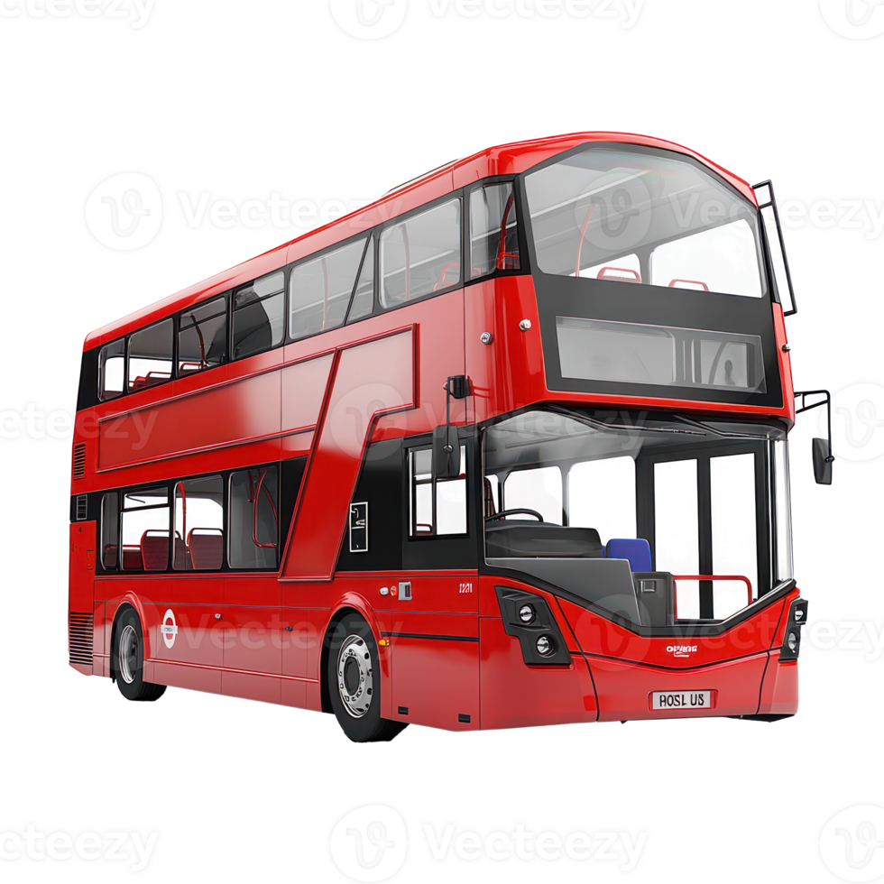 3d Double-Decker Bus side view isolate on transparency background png