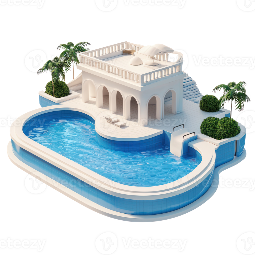 3D Swimming Pool building isolate on transparency background png