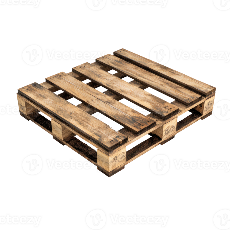 3D Wooden pallet front view isolate on transparency background png