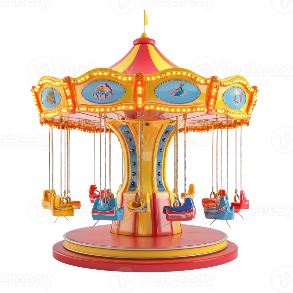 3d Spinning Merry-Go-Round playground isolate on transparency background png