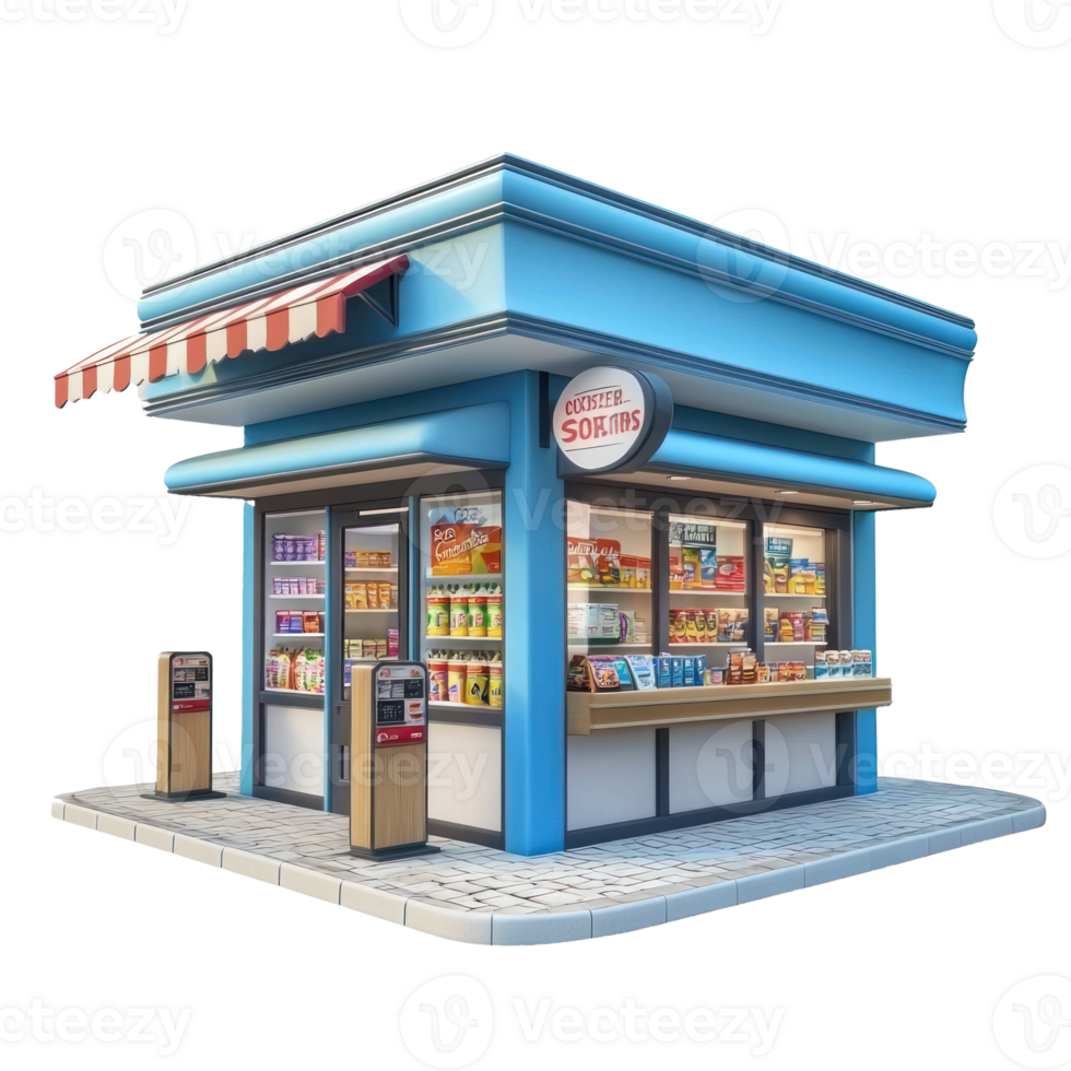 3D Convenience Store isolate on transparency background png