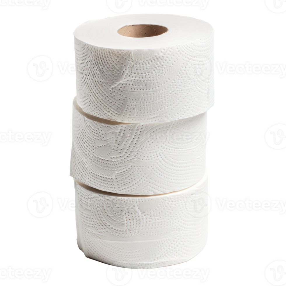 3 stack of Roll of toilet paper isolate on transparency background png