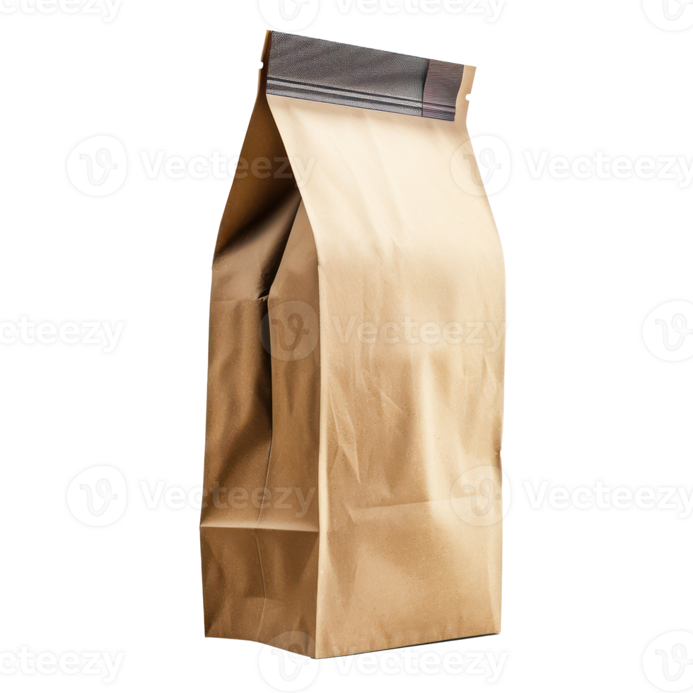 Coffee Bag with blank label side view isolate on transparency background png