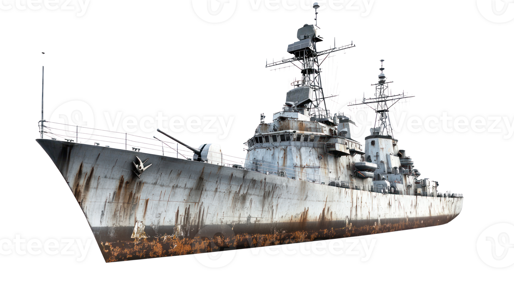 Destroyer ship isolate on transparency background png
