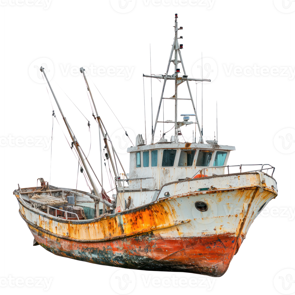 Trawler boat isolate on transparency background png