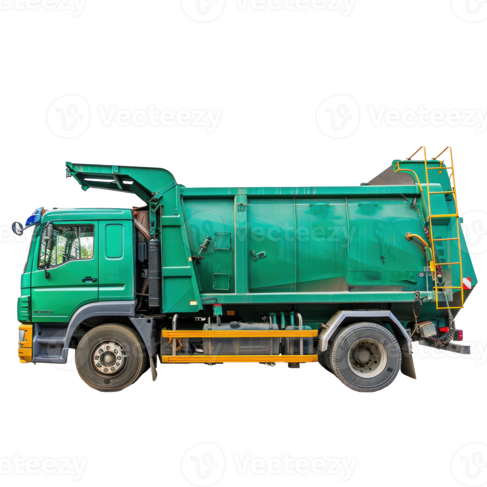 Garbage Truck side view full length isolate on transparency background png