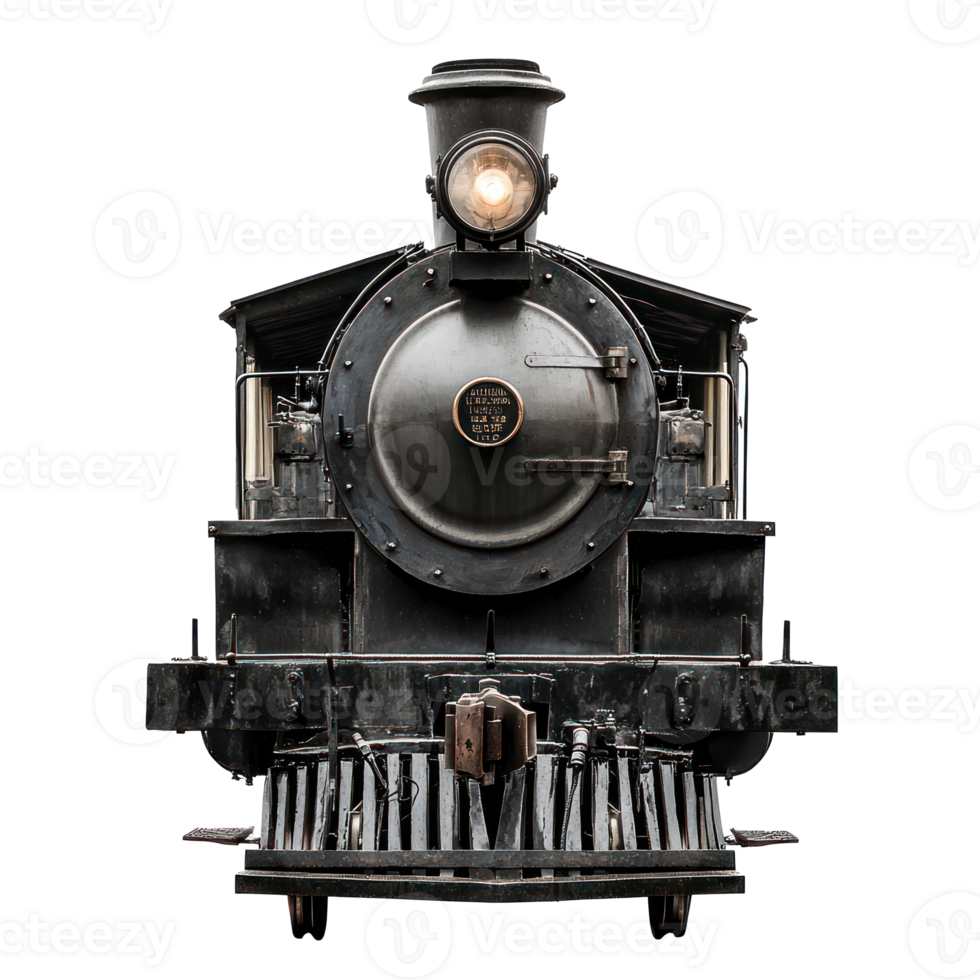 steam engine locomotive front view isolate on transparency background png