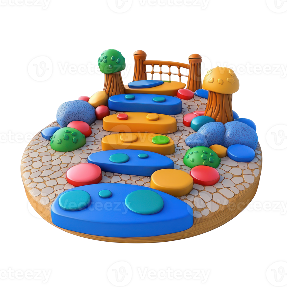 3d Stepping Stones playground front view isolate on transparency background png