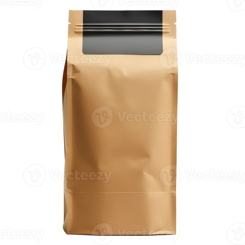 Coffee Bag with blank label front view isolate on transparency background png