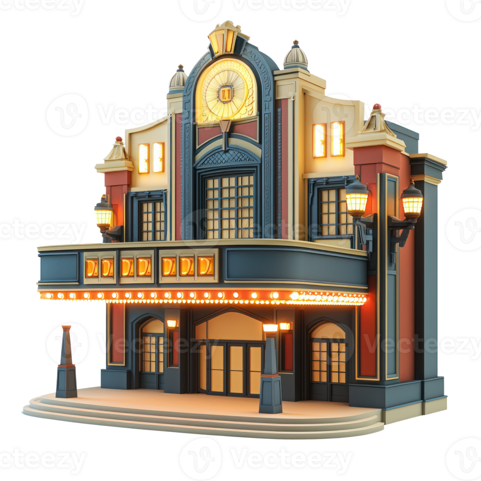 3D Theater building isolate on transparency background png