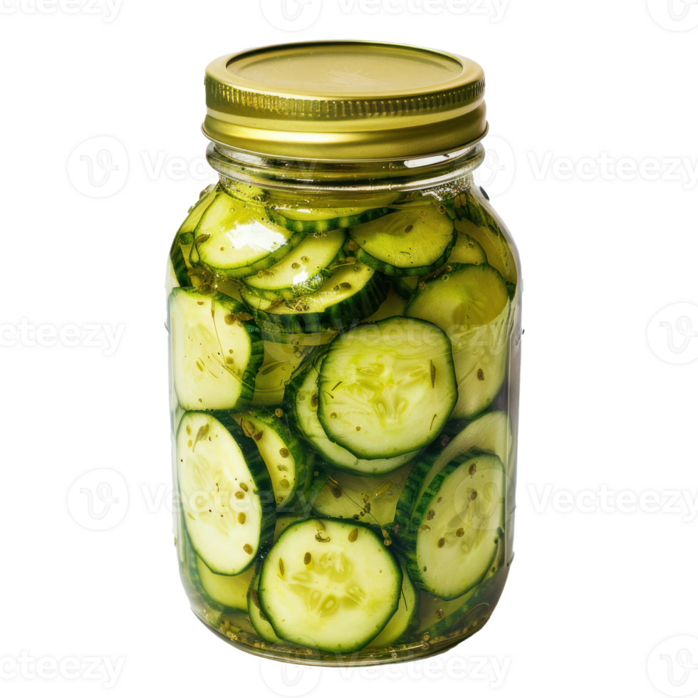 Jar of marinated cucumbers isolate on transparency background png