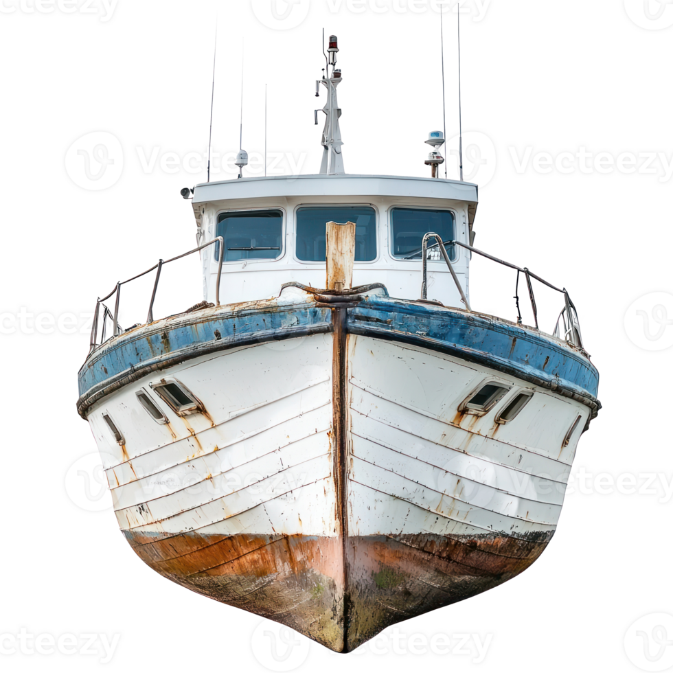 Trawler boat front view isolate on transparency background png