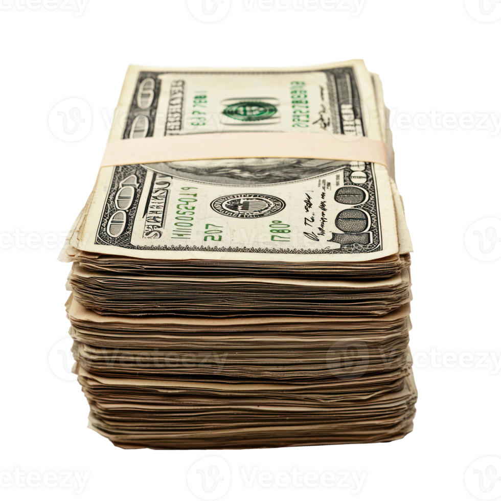Stack of Dollar bills isolate on transparency background png