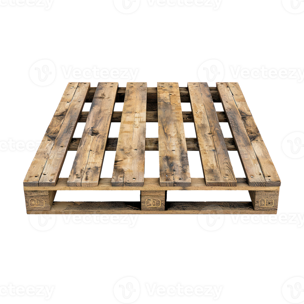 3D Wooden pallet front view isolate on transparency background png