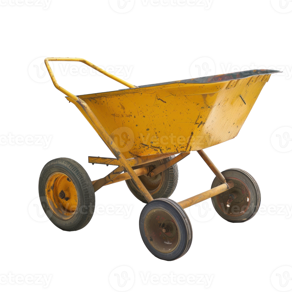 Construction Wheelbarrow side view full length isolate on transparency background png