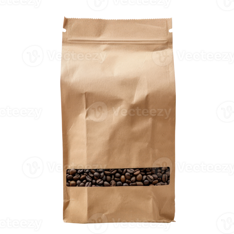 Coffee Bag with blank label front view isolate on transparency background png
