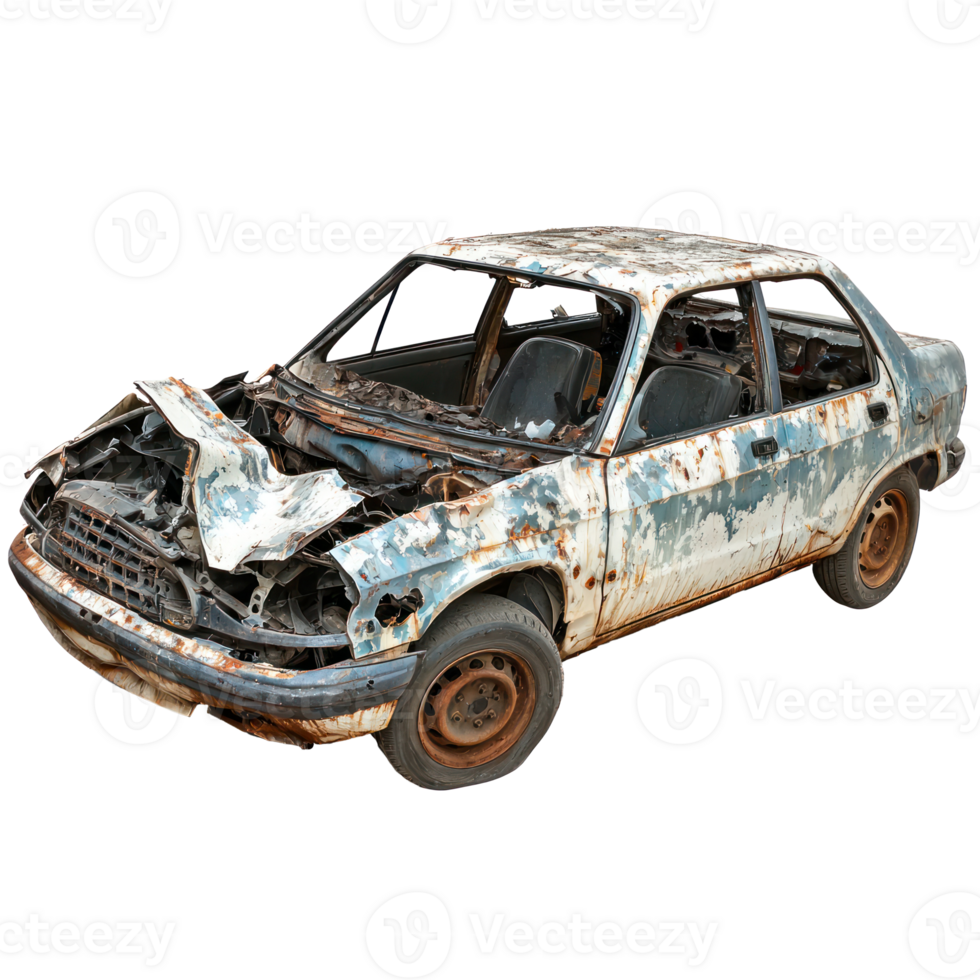 Broken car isolate on transparency background png