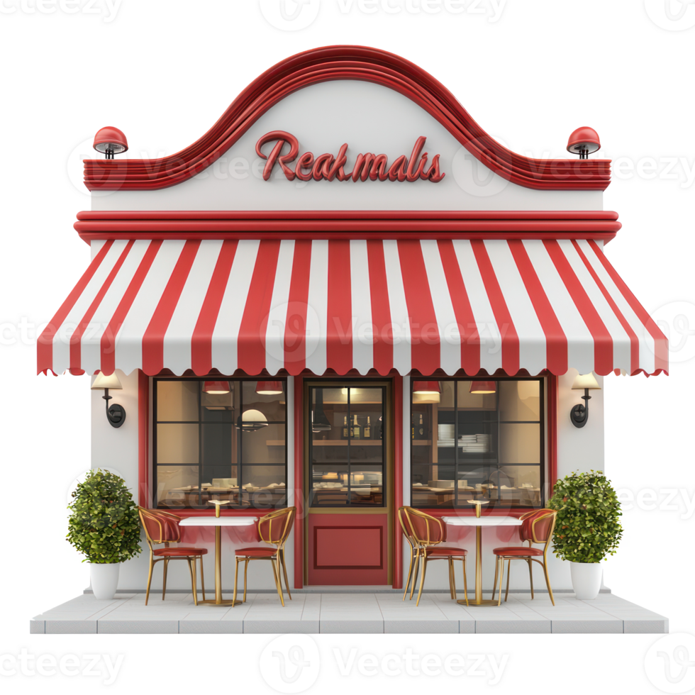 3D Restaurant front view isolate on transparency background png