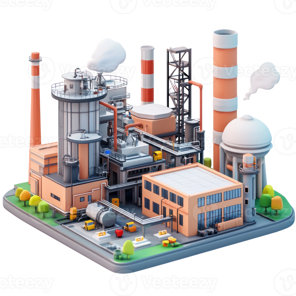 3D Industrial Plant isolate on transparency background png