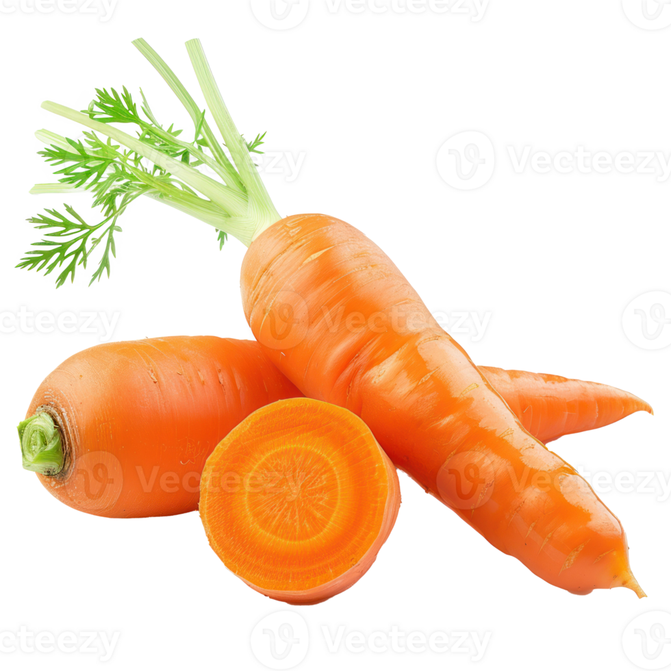 whole and half Carrot isolate on transparency background png