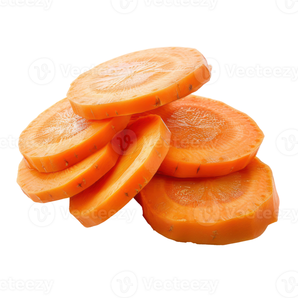 Closeup Slices of carrots isolate on transparency background png