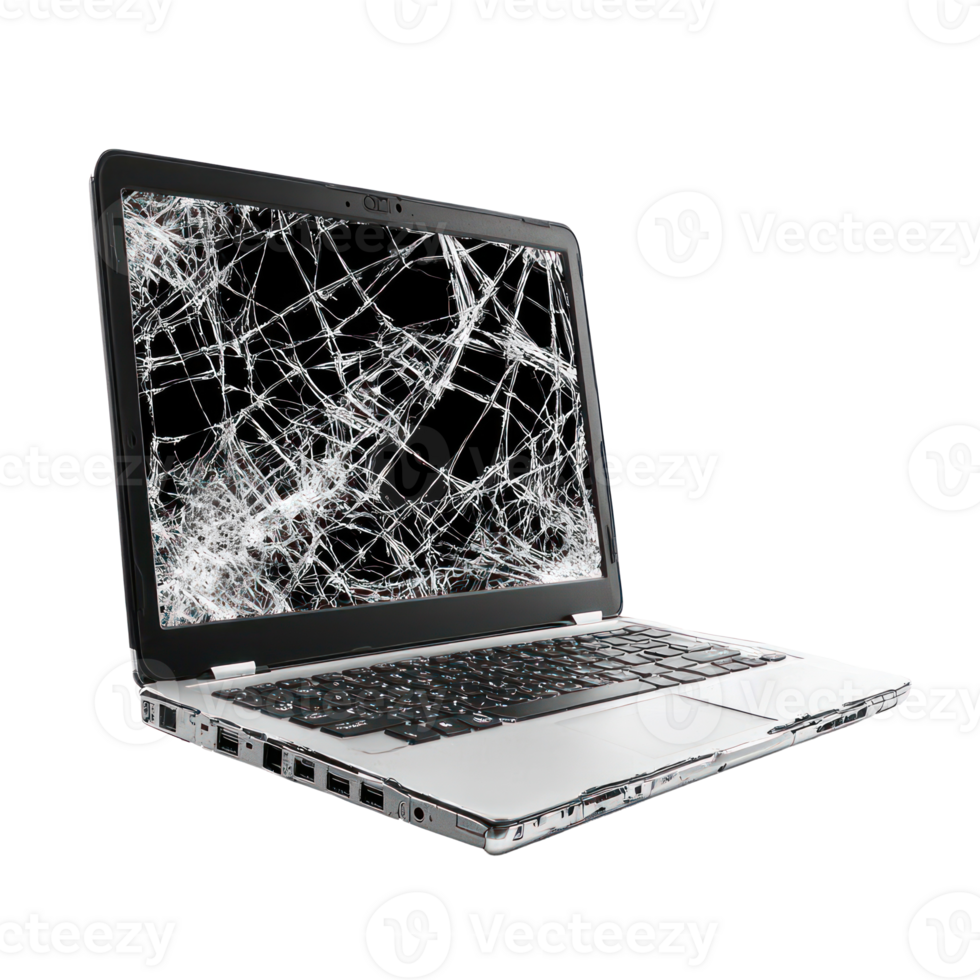 Broken laptop isolate on transparency background png