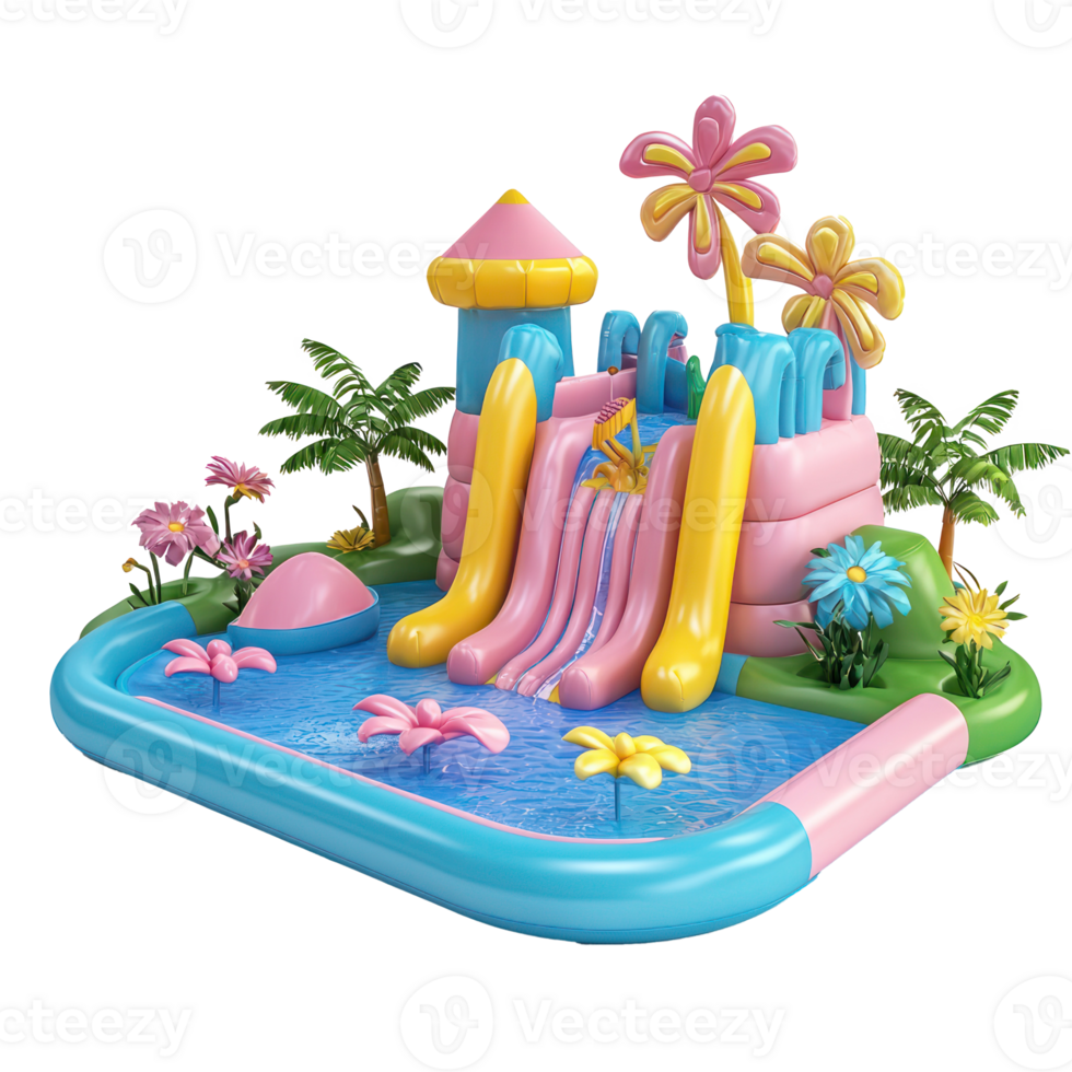 3D Inflatable Splash Pads isolate on transparency background png