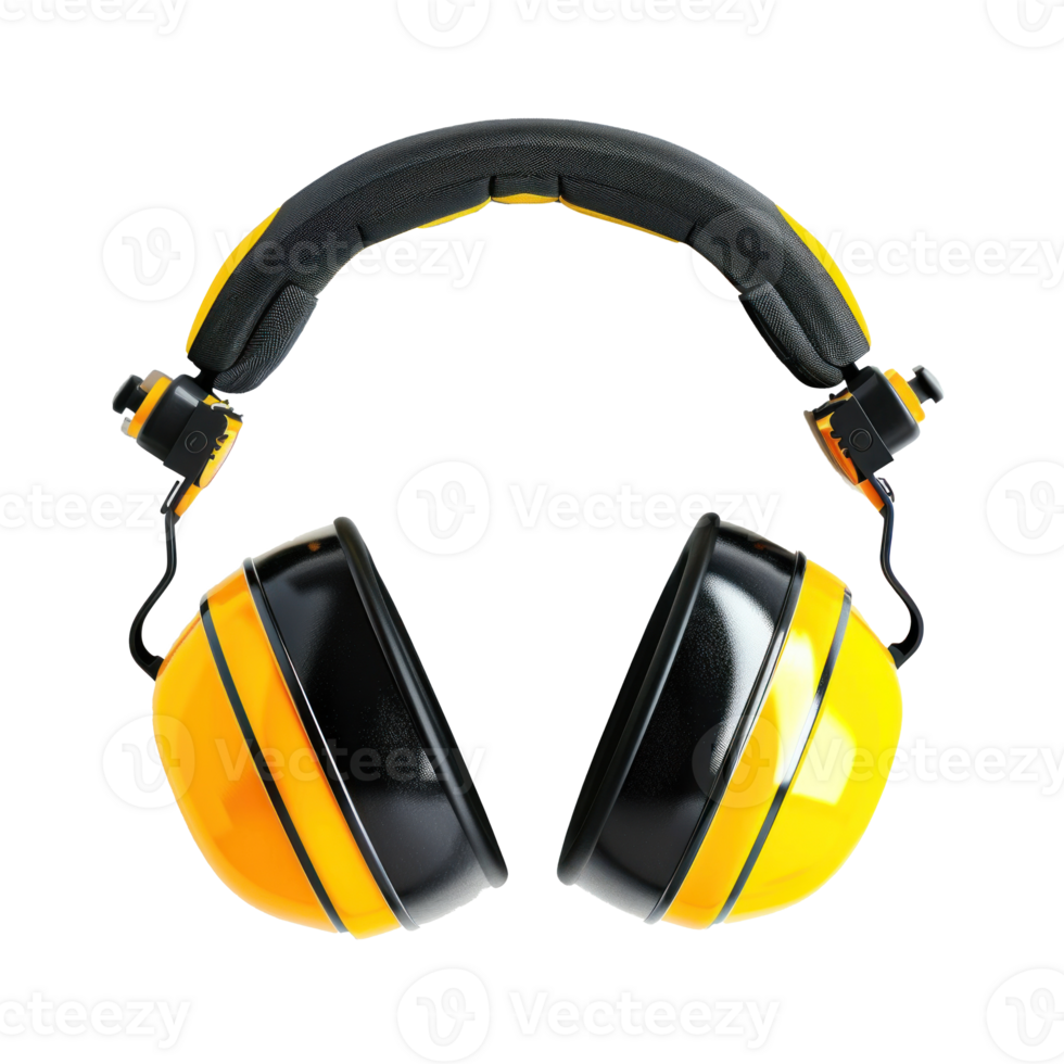 Construction Ear Protection earmuffs top view full length isolate on transparency background png