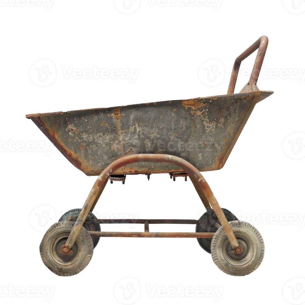 Construction Wheelbarrow front view full length isolate on transparency background png