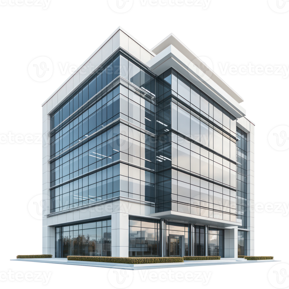3D Office Building front view isolate on transparency background png