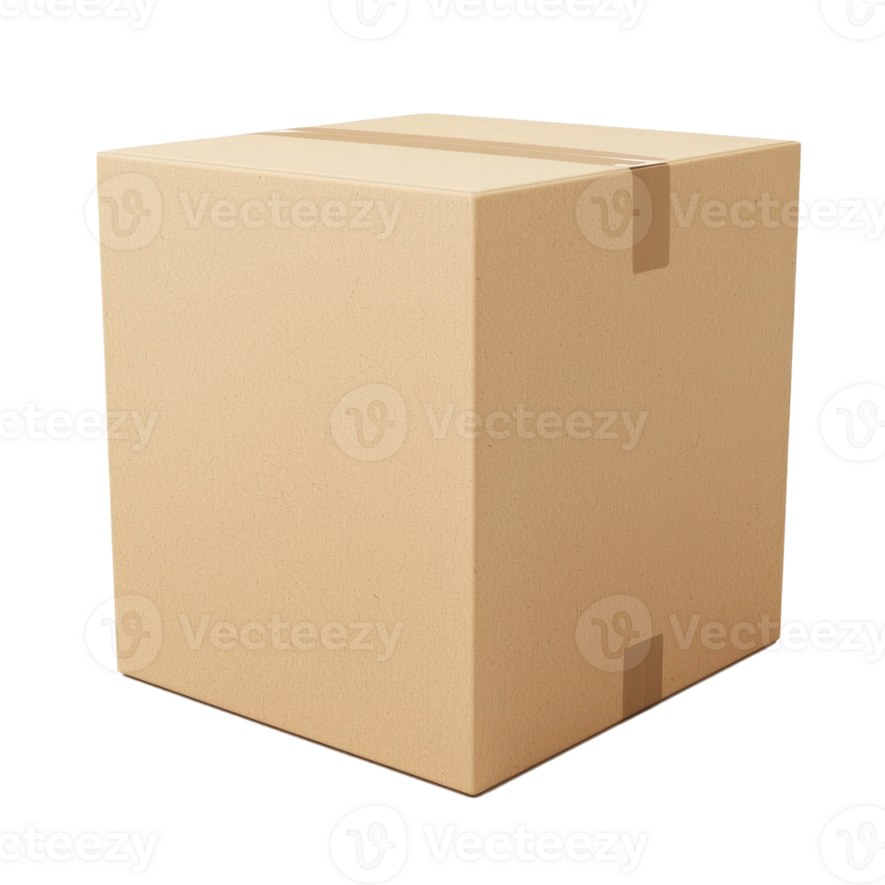 3D Cardboard box front view isolate on transparency background png